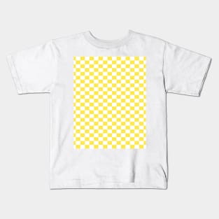 checkered Yellow and White Kids T-Shirt